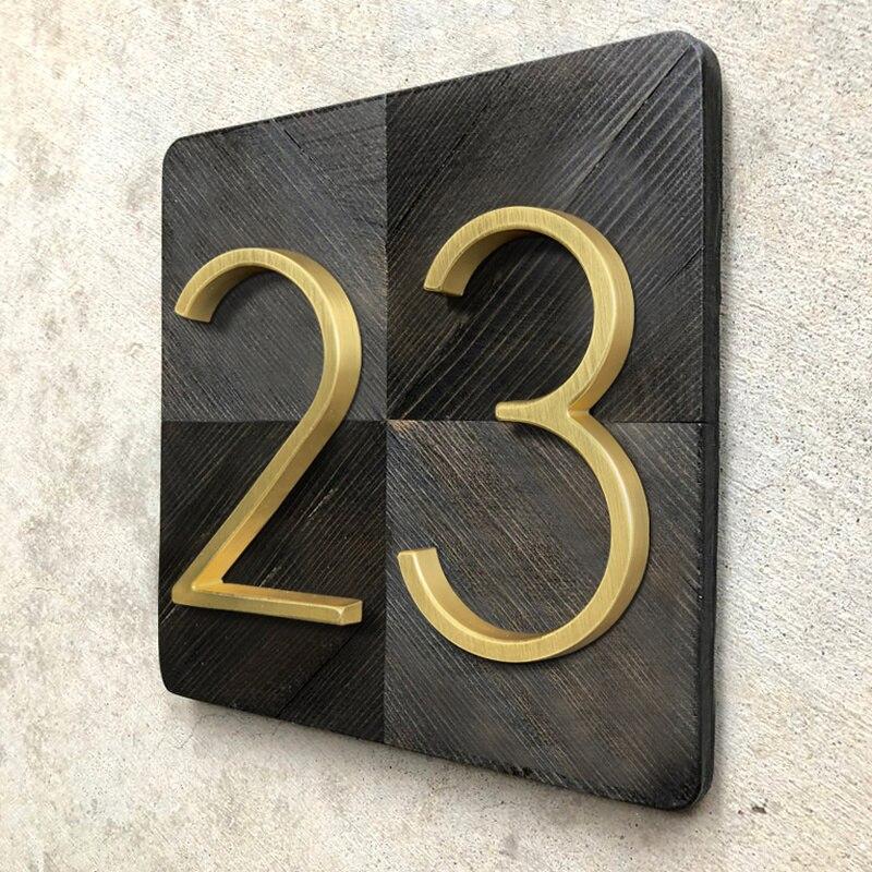 Amara - Golden Modern House Numbers (125mm) photo - FURNITURE Ecrudeco